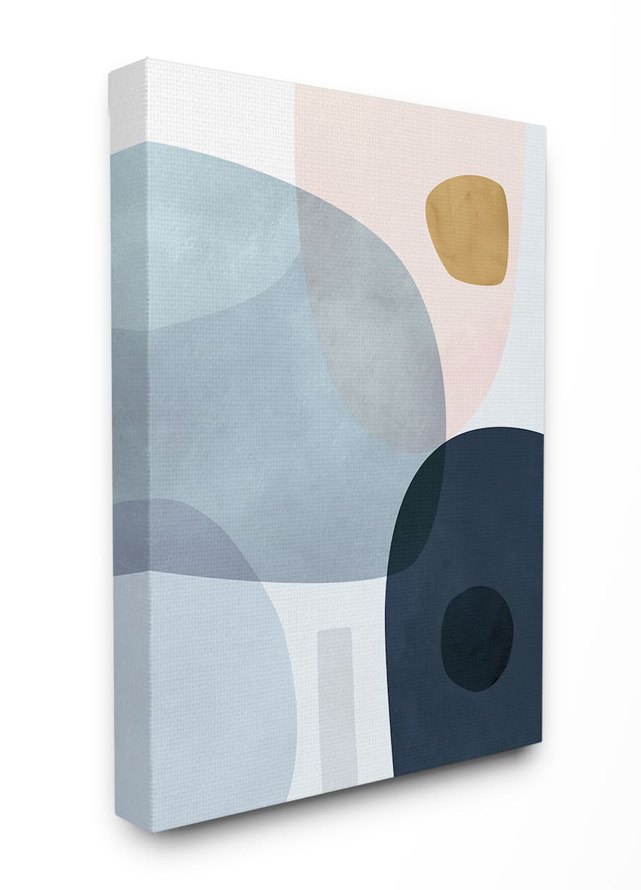 Stupell Industries Mod Shapes Blue Navy & Peach Overlapping Abstract Canvas Wall Art